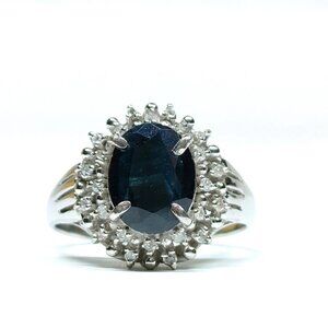 2 Carat Sapphire And Diamond Platinum Ring.